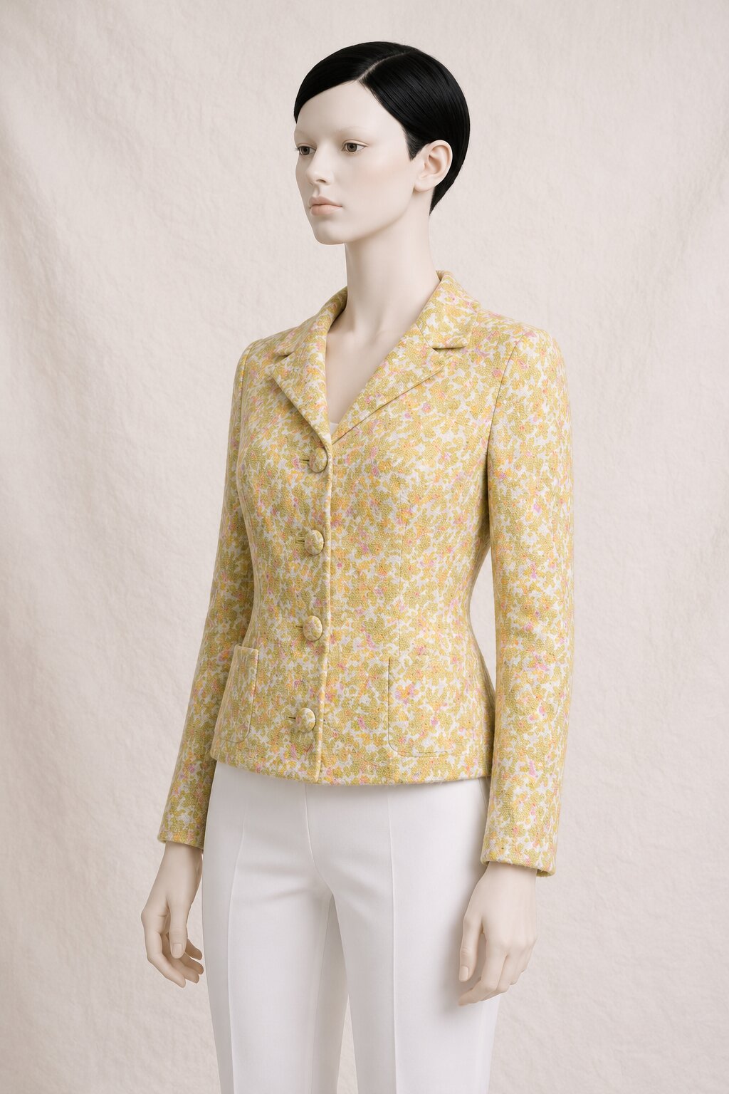 Authentic vintage Plein Soleil blazer by Jacques Heim in textured printed cotton