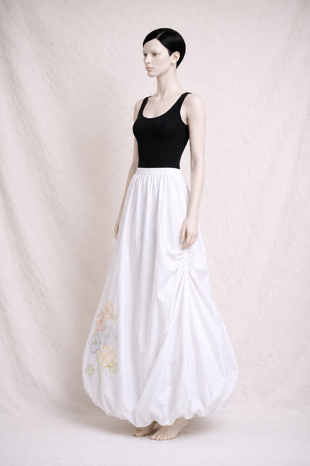 Vintage Kenzo Jungle White Balloon Long Skirt