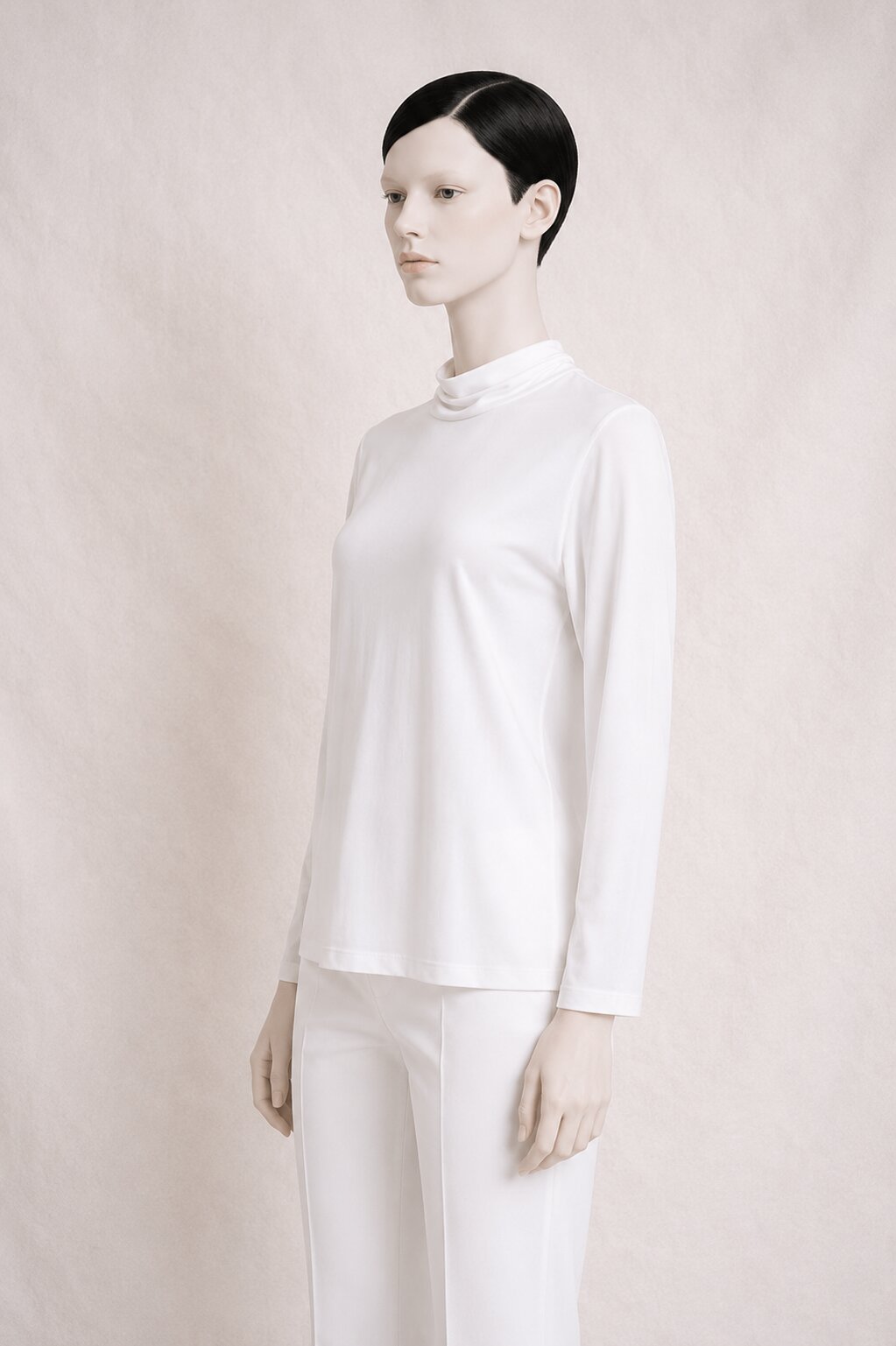 Authentic white top Yves Saint Laurent Variation with high collar.