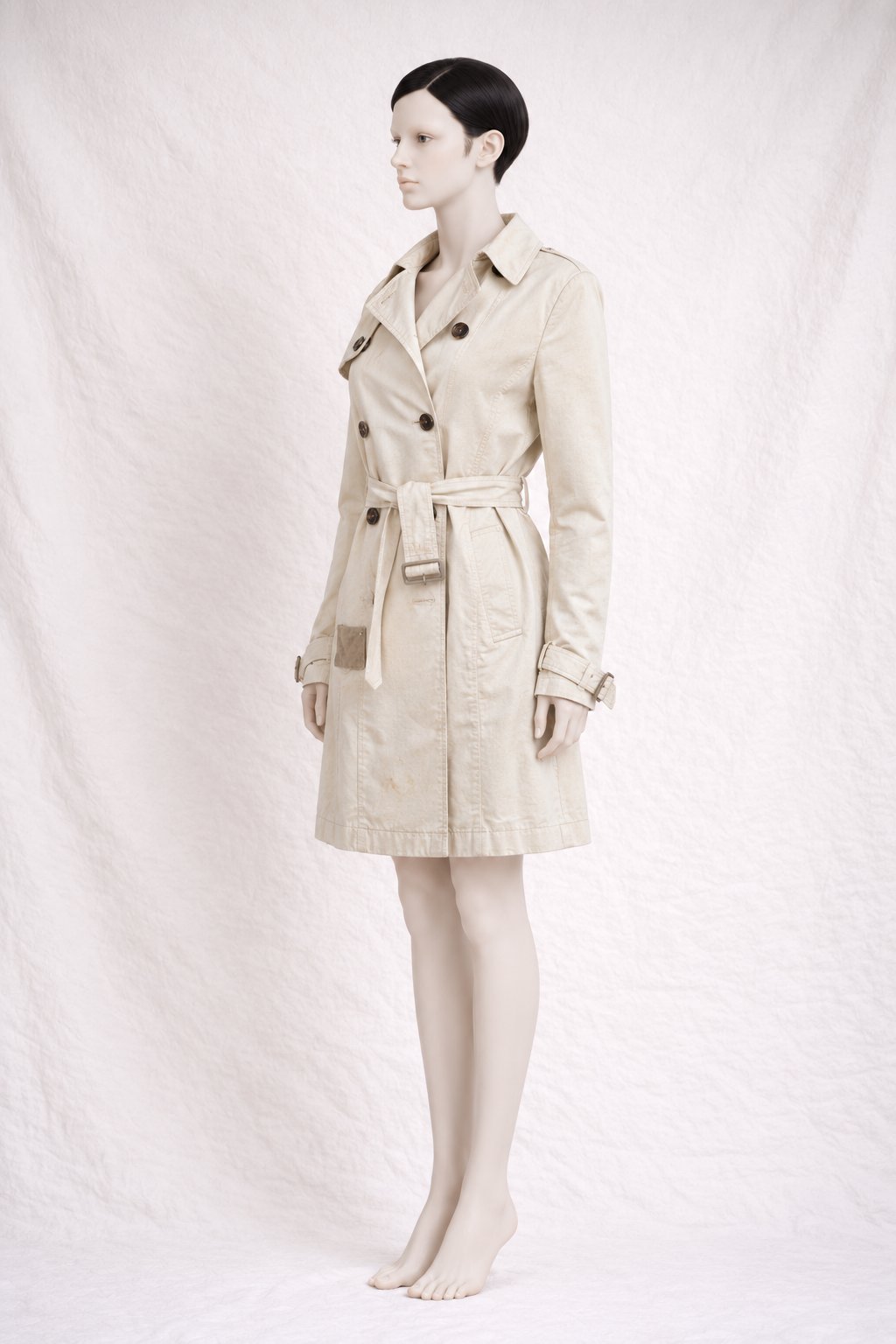 Authentic vintage beige cotton linen Prada trench