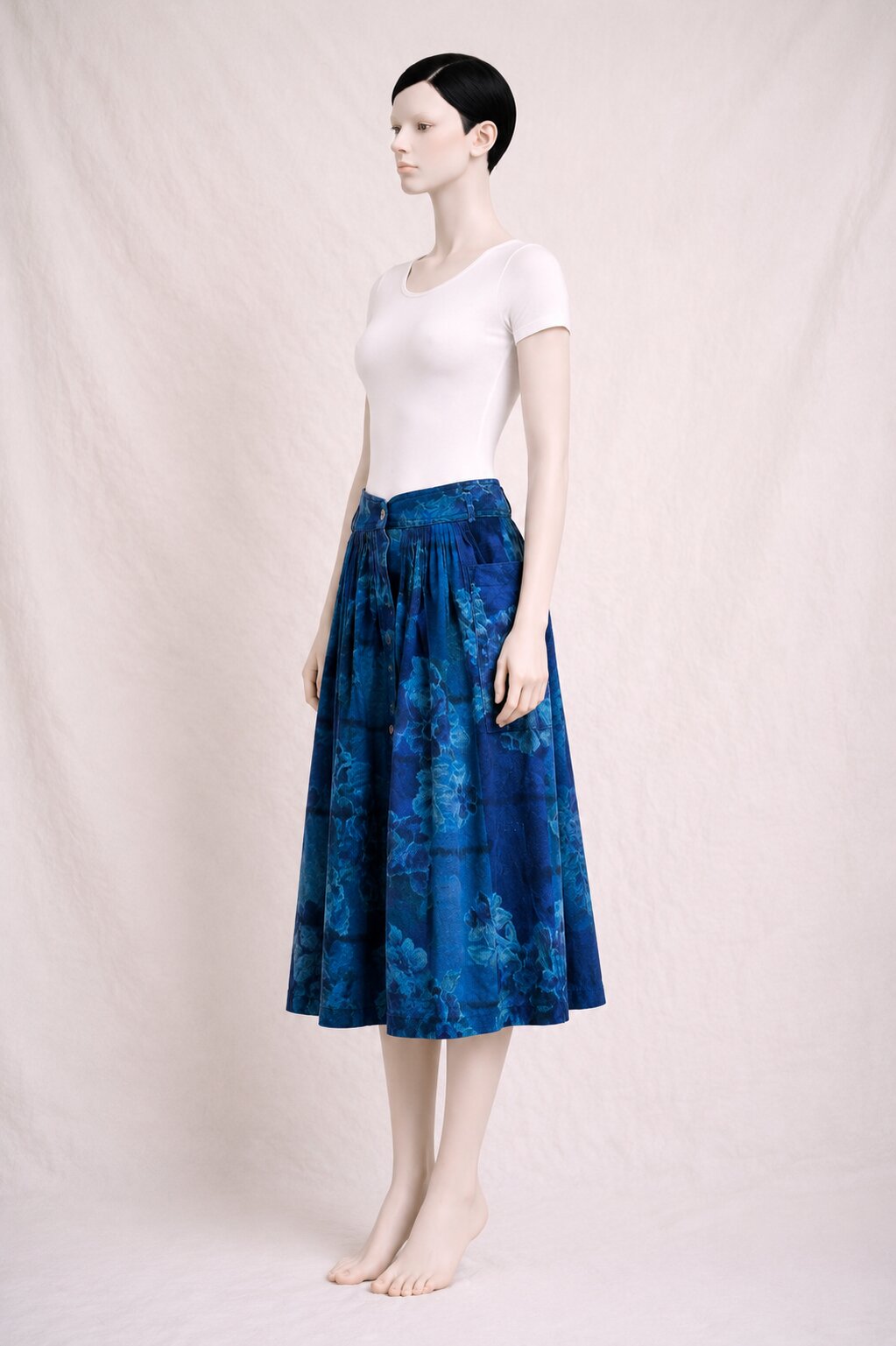 Jupe en jean imprimé floral Kenzo Jap vintage authentique