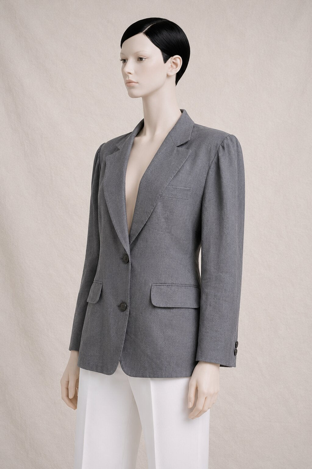 Blazer Authentique Vintage en Lin Gris Kenzo Paris