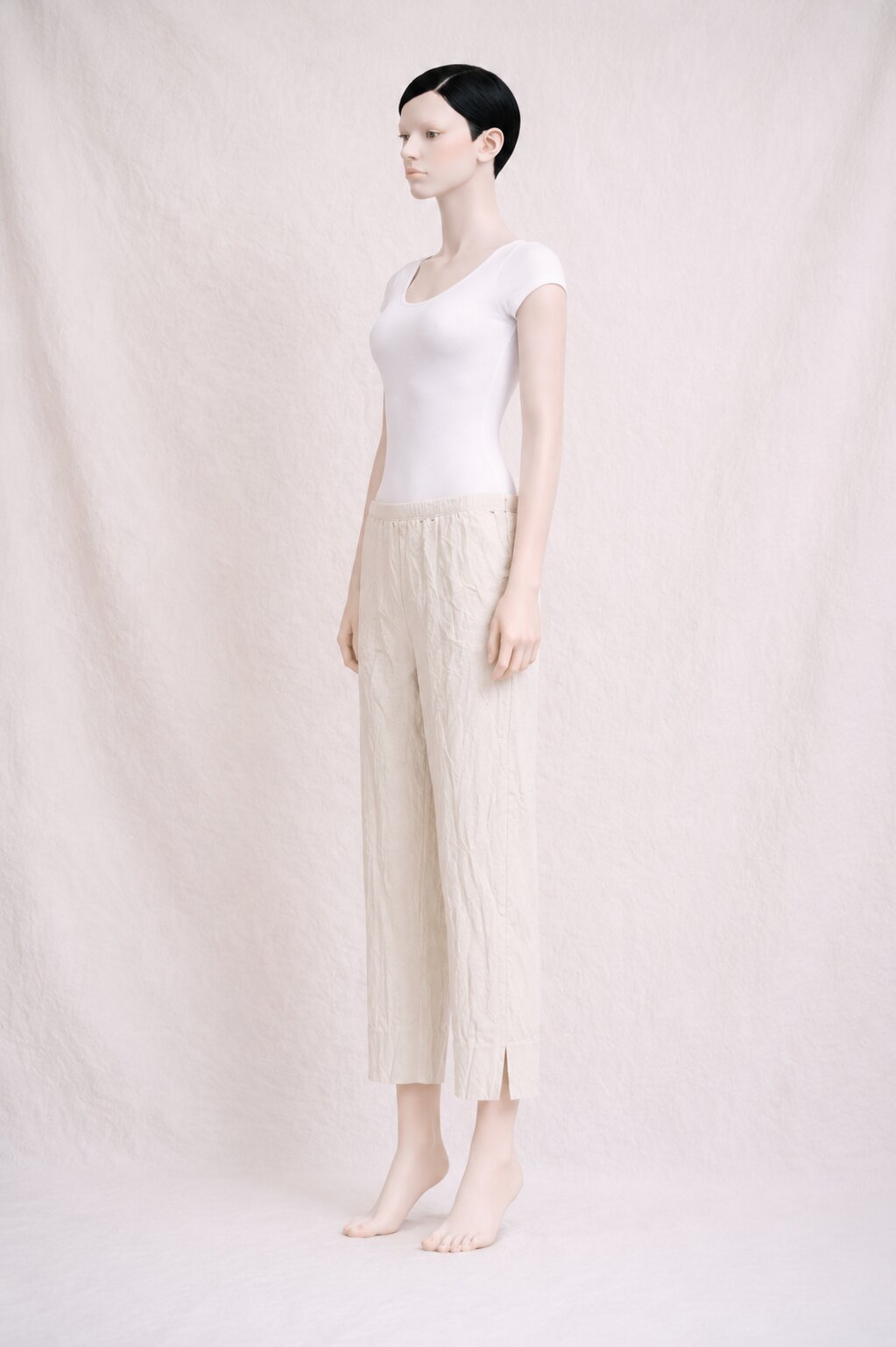 Pantalon Paule Ka en Tissu Plissé Écru