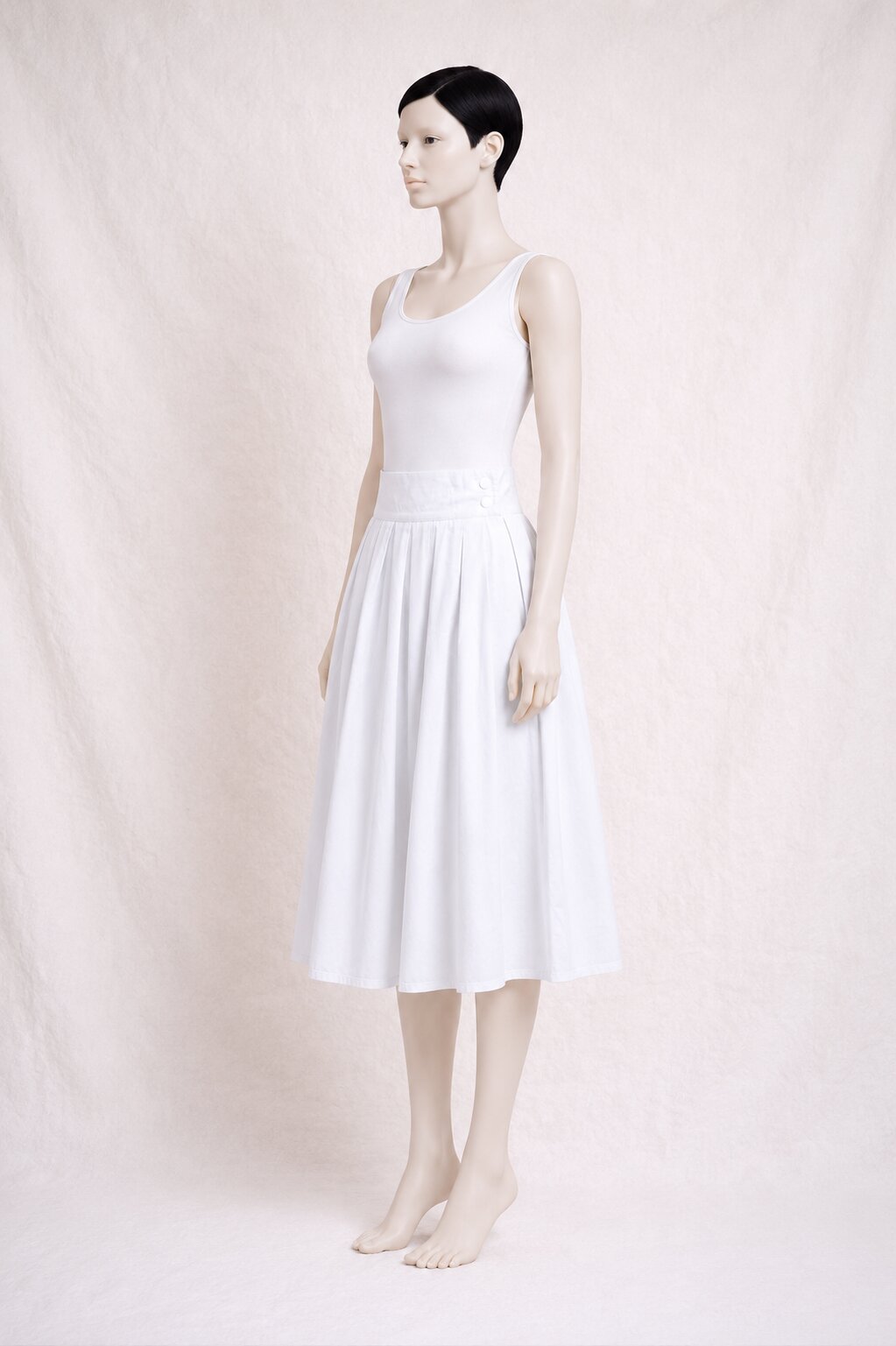 White Flared Midi Skirt Jean Dessès Paris Vintage