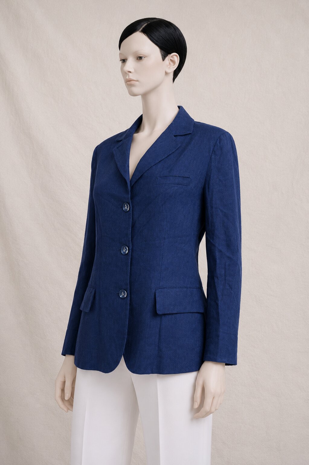 Authentic New Blue Linen Blazer Armani Collezioni
