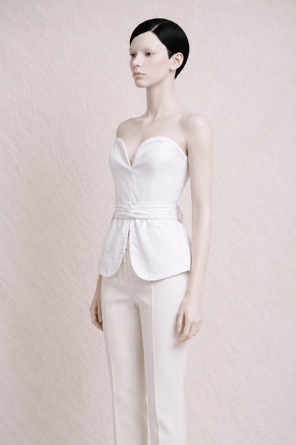 Bustier Authentique Yves Saint Laurent Rive Gauche Vintage en Coton Blanc