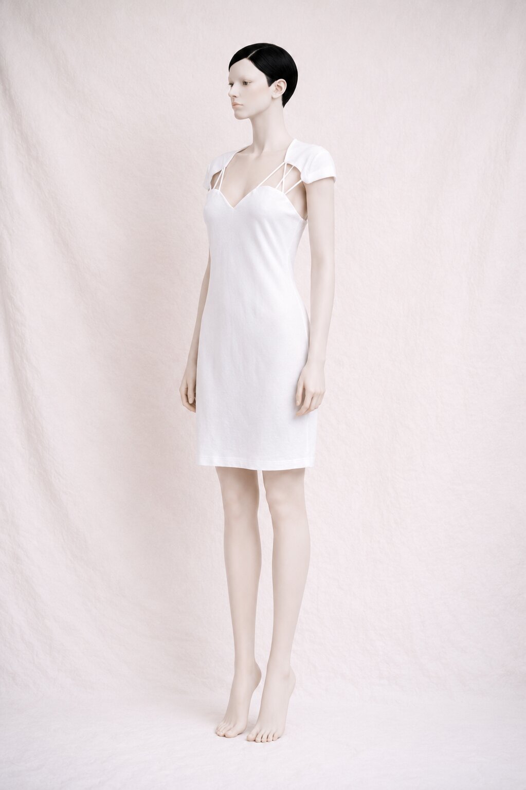 White Stretch Cotton Dress Guess Los Angeles