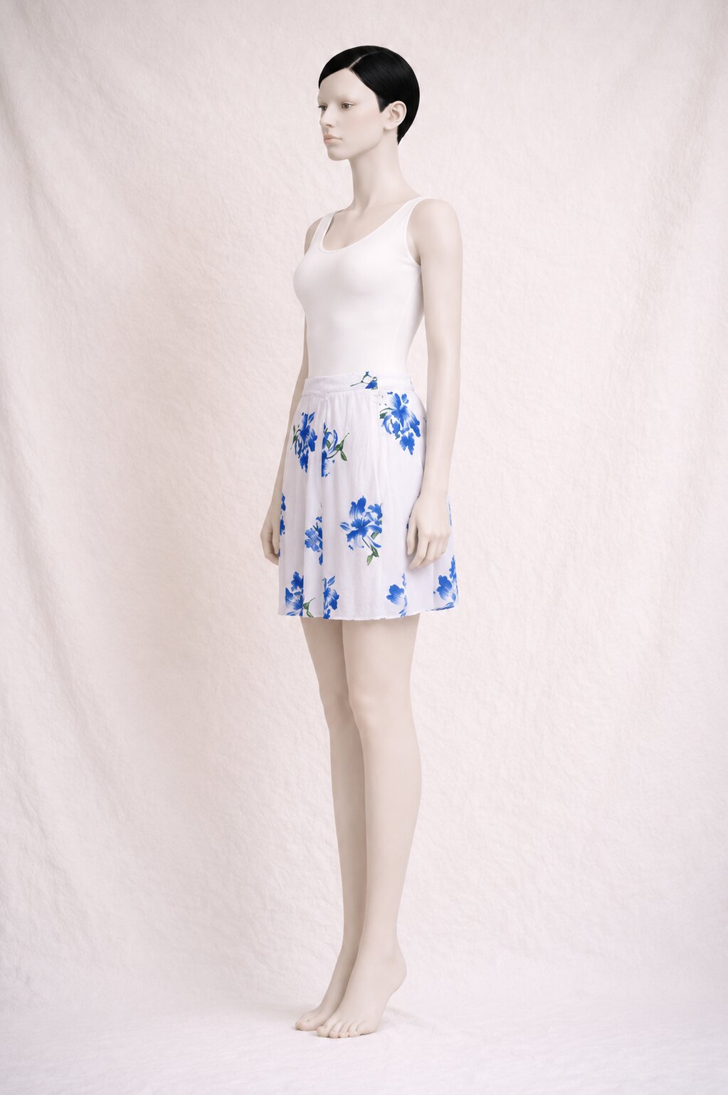 Kenzo Vintage Mini Skirt with Blue Floral Print