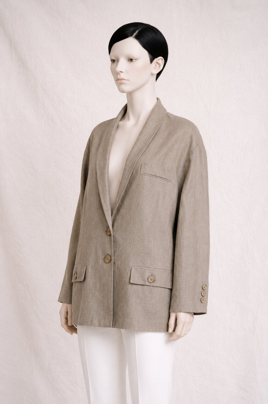 Veste Vintage Authentique Lanvin Paris en Lin Grande Taille