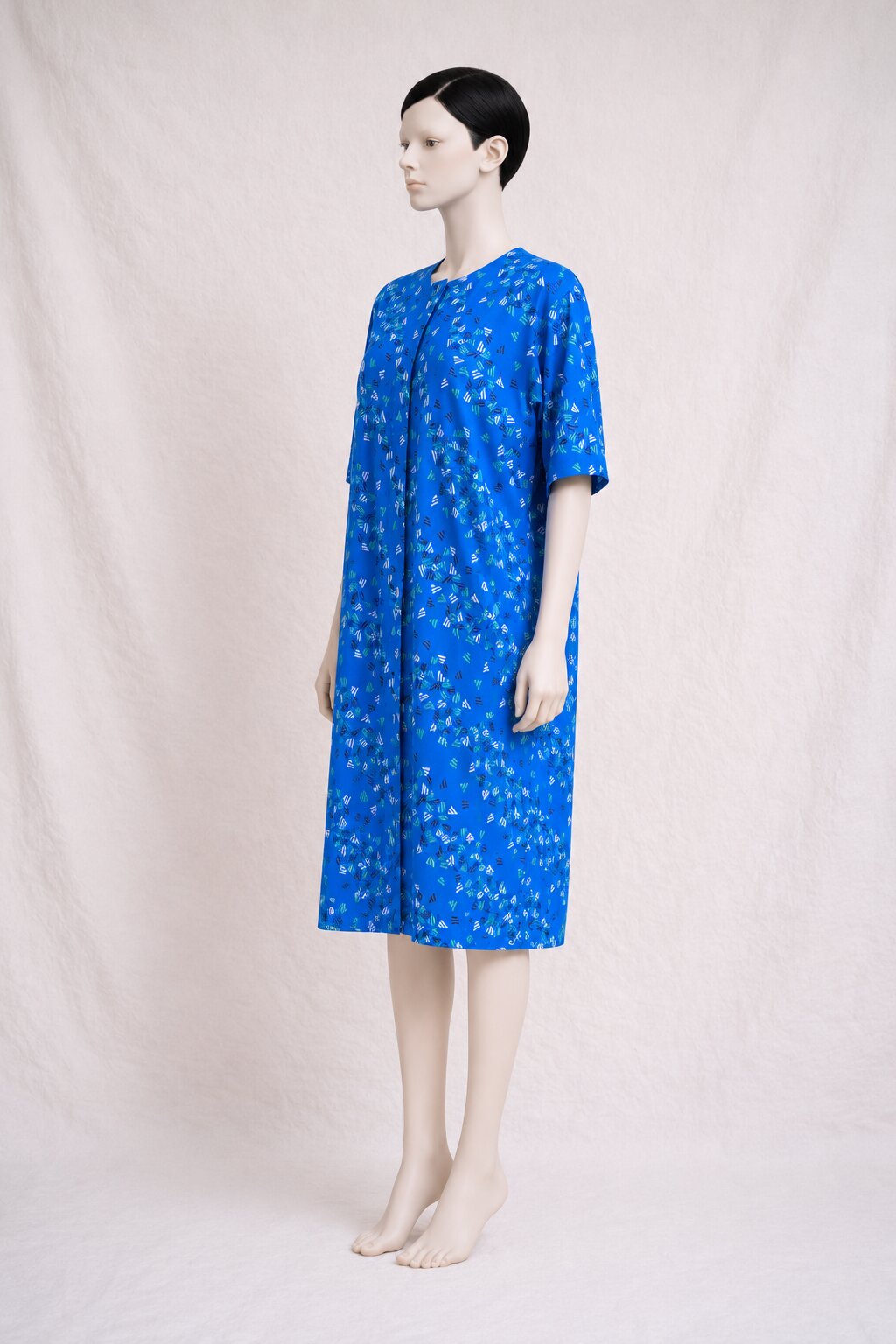 Robe vintage authentique Christian Dior en coton imprimé bleu
