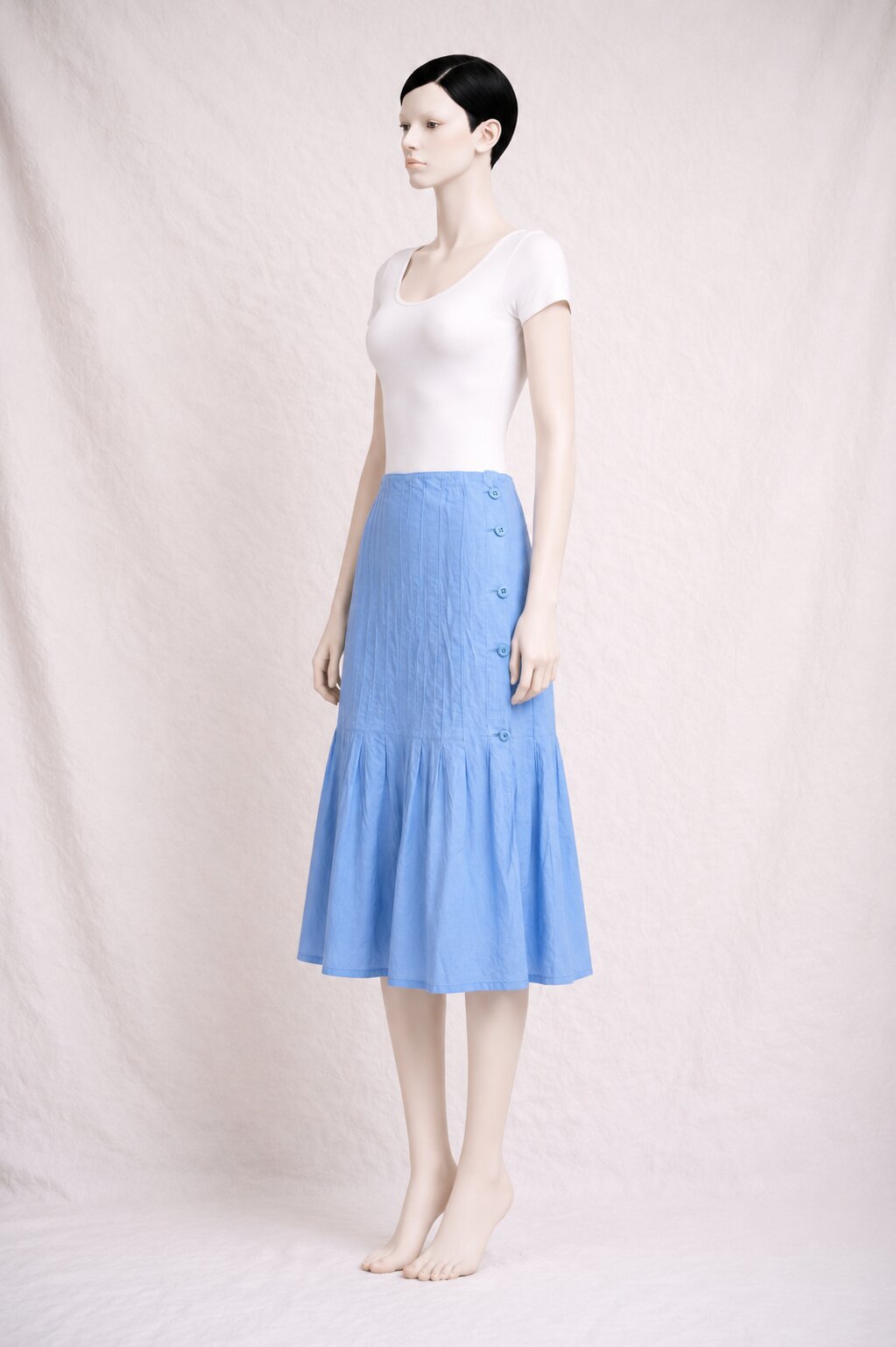 Jupe Vintage Authentique Sonia Rykiel en Coton Bleu Clair