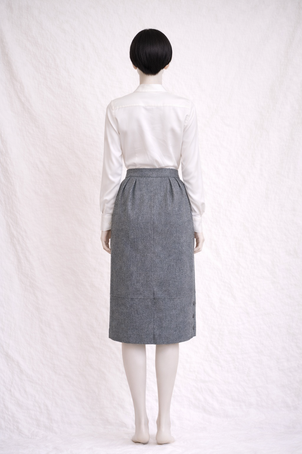 Jupe midi en laine grise Yves Saint Laurent vintage
