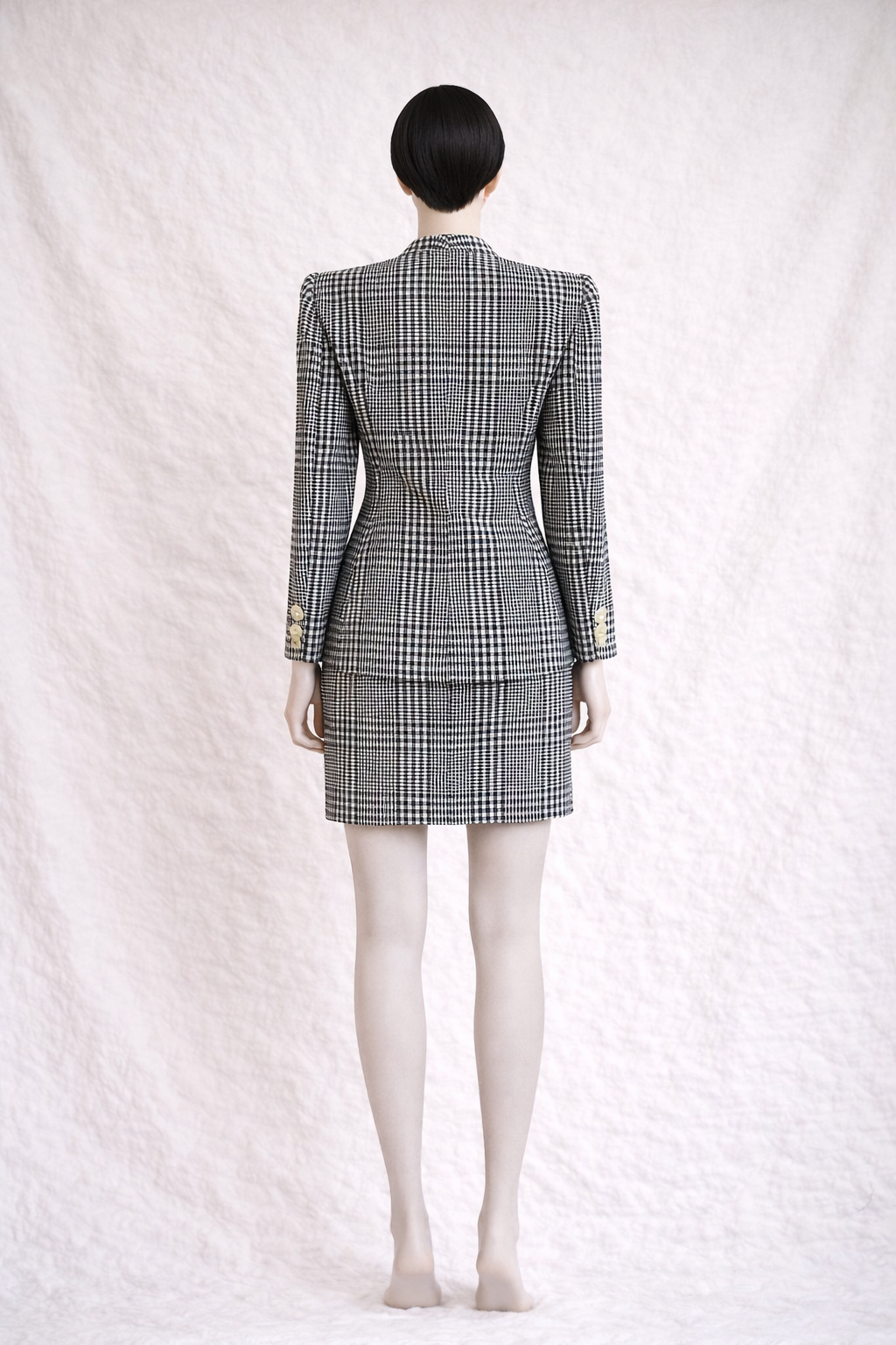 Tailleur jupe et blazer Valentino Boutique à motif vichy noir et blanc vintage