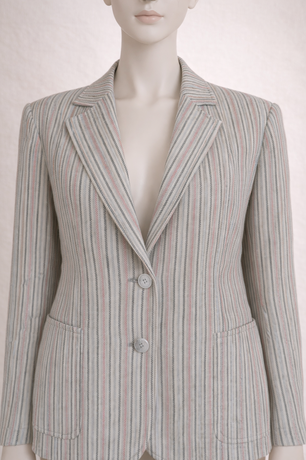 Blazer authentique Céline Paris en laine beige à rayures vintage