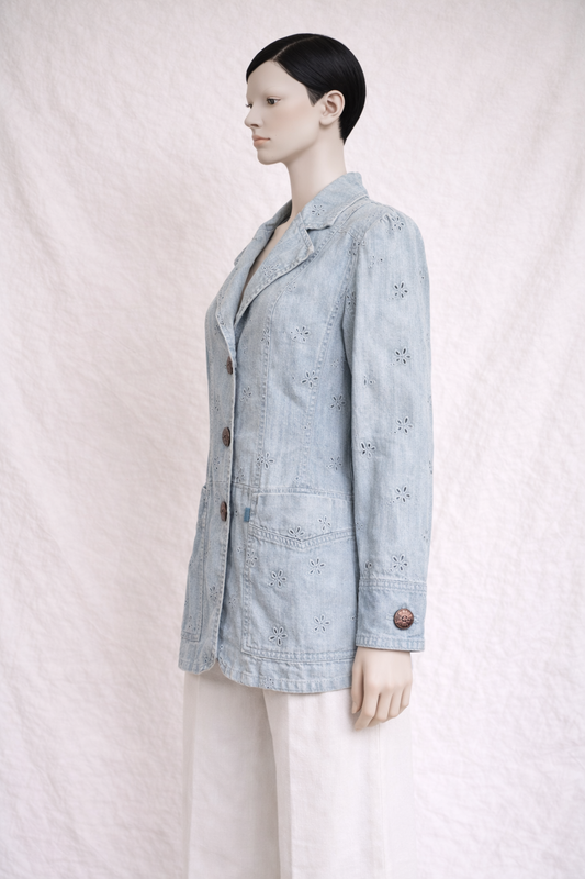 Veste - chemise en denim bleu clair Christian Lacroix vintage