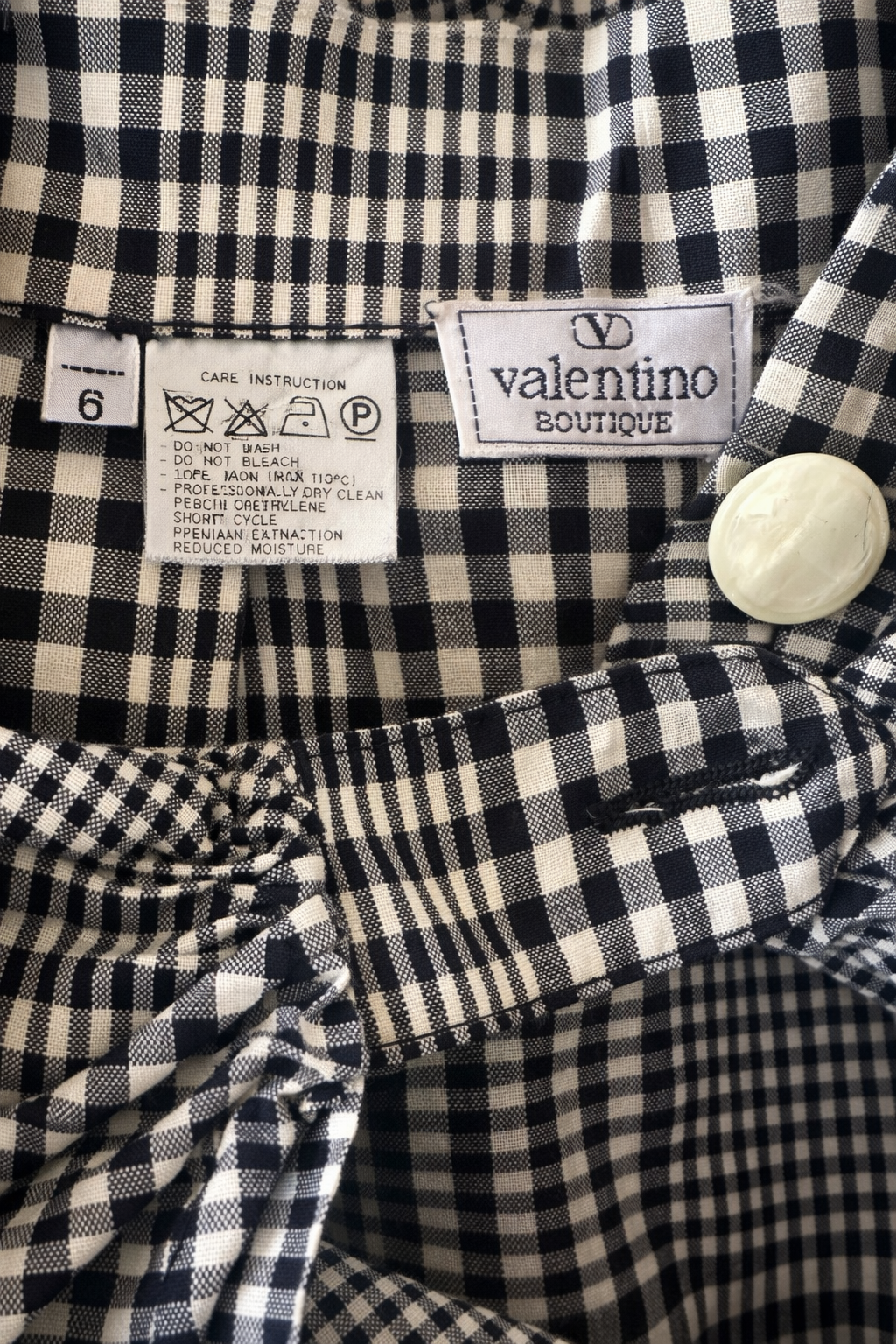 Tailleur jupe et blazer Valentino Boutique à motif vichy noir et blanc vintage