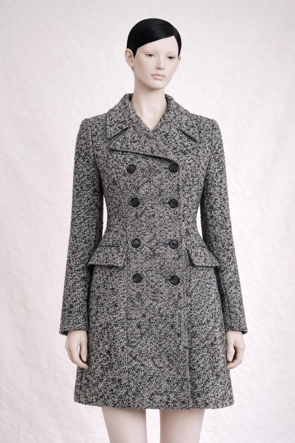 Manteau authentique Dolce & Gabbana en tweed noir et blanc vintage