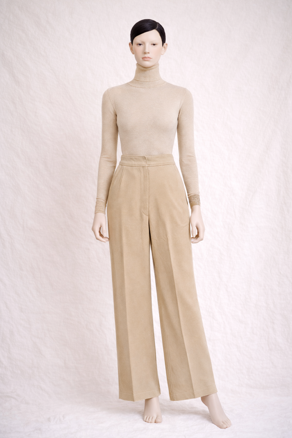 Pantalon large authentique Dries Van Noten en viscose beige