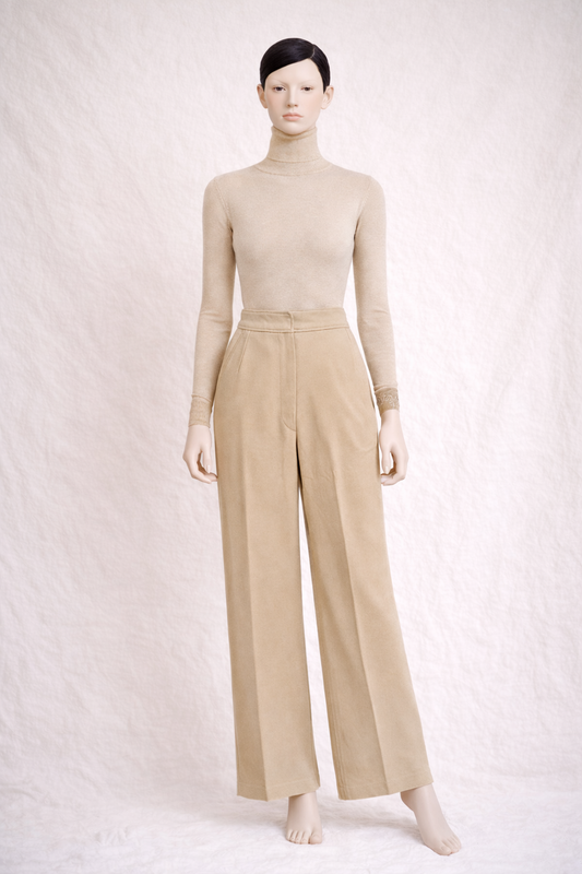 Pantalon large authentique Dries Van Noten en viscose beige