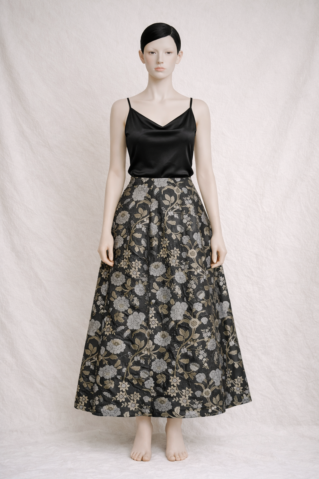 Jupe longue vintage en jacquard floral Kenzo Paris vintage