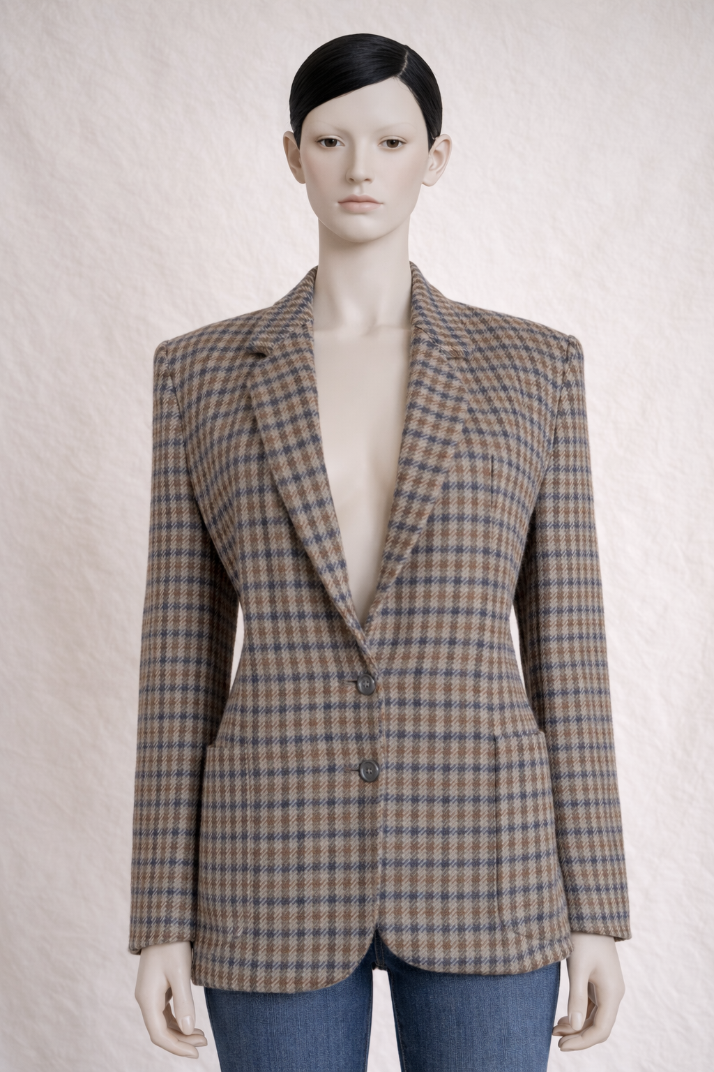 Blazer Burberrys authentique en tweed de laine à motif carreaux