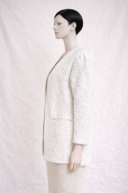 Kimono - textured white cotton jacket Emmanuelle Khanh vintage circa 80