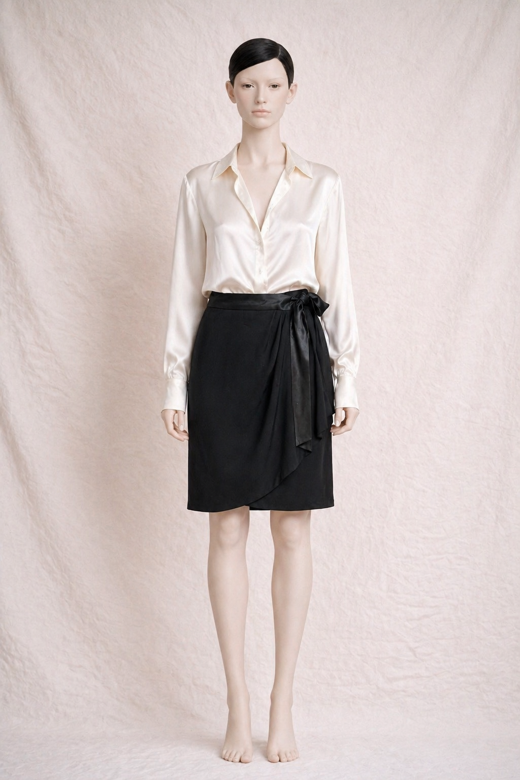 Jupe -  portefeuille en laine noire Yves Saint Laurent vintage authentique