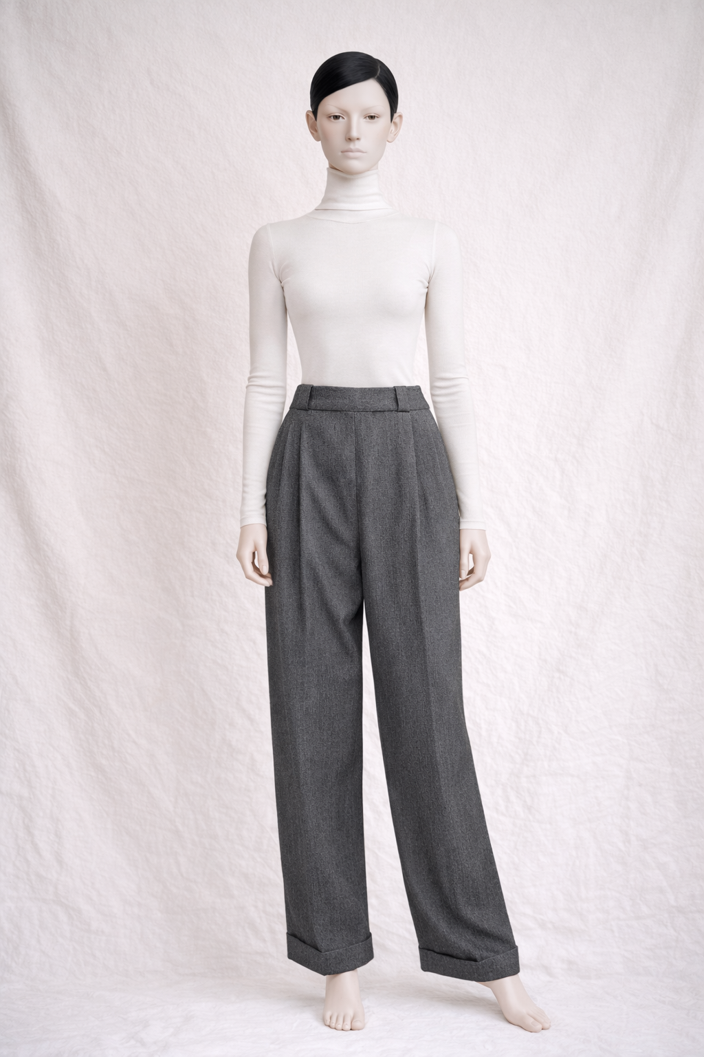Pantalon coupe large Emmanuelle Khanh en laine gris vintage