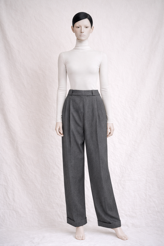 Pantalon coupe large Emmanuelle Khanh en laine gris vintage