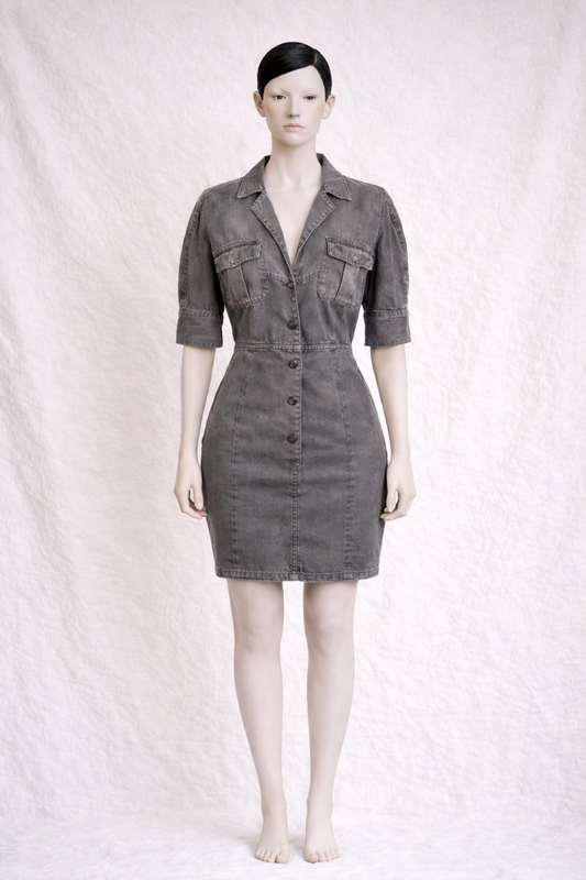 Robe en coton gris délavé Thierry Mugler Active vintage authentique