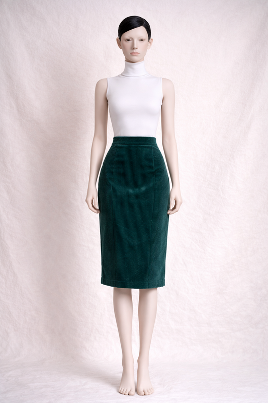 Jupe vintage en velours côtelé vert Yves Saint Laurent vintage