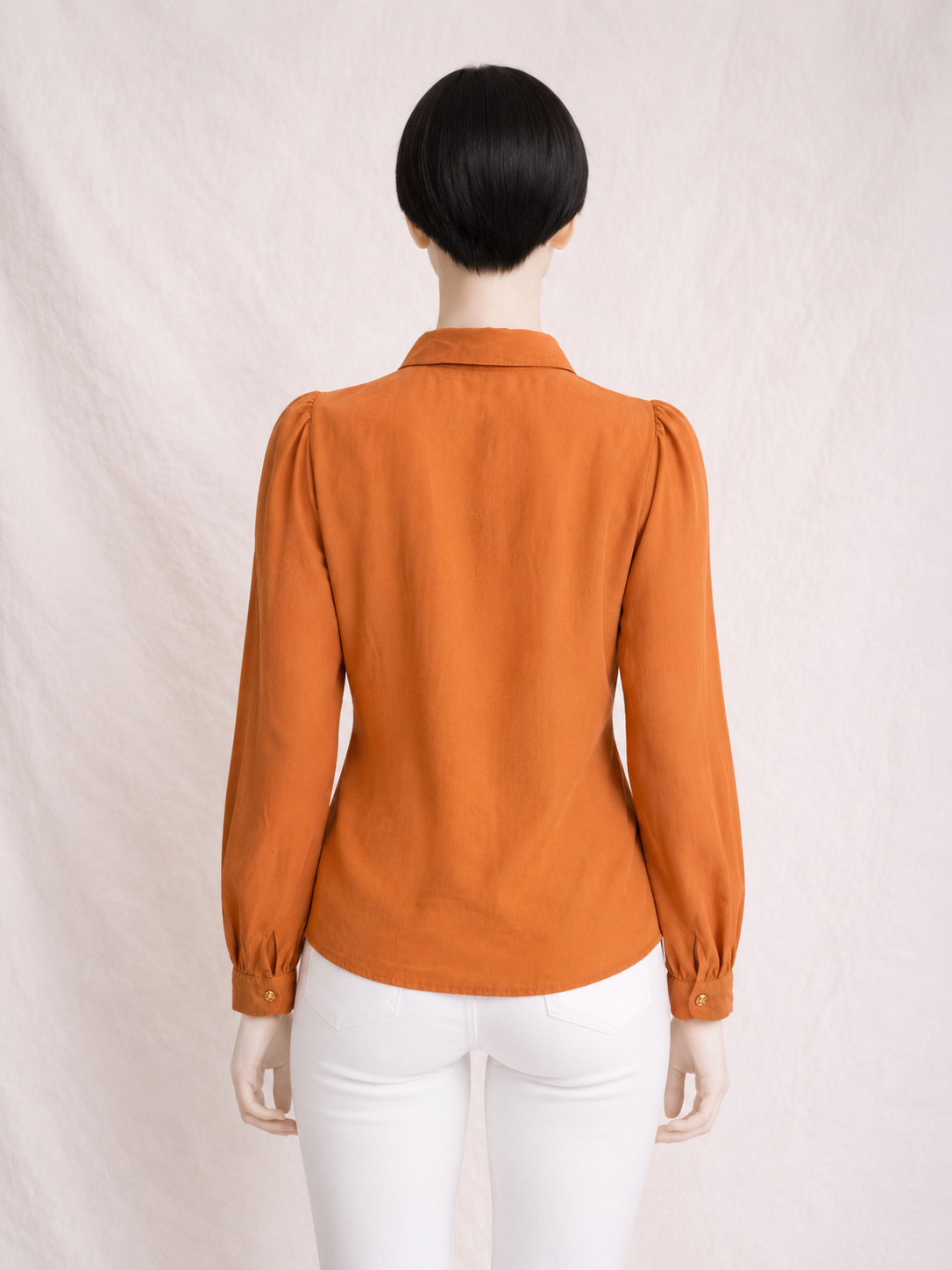 Blouse en coton léger terracotta Pierre Cardin Paris vintage authentique neuve