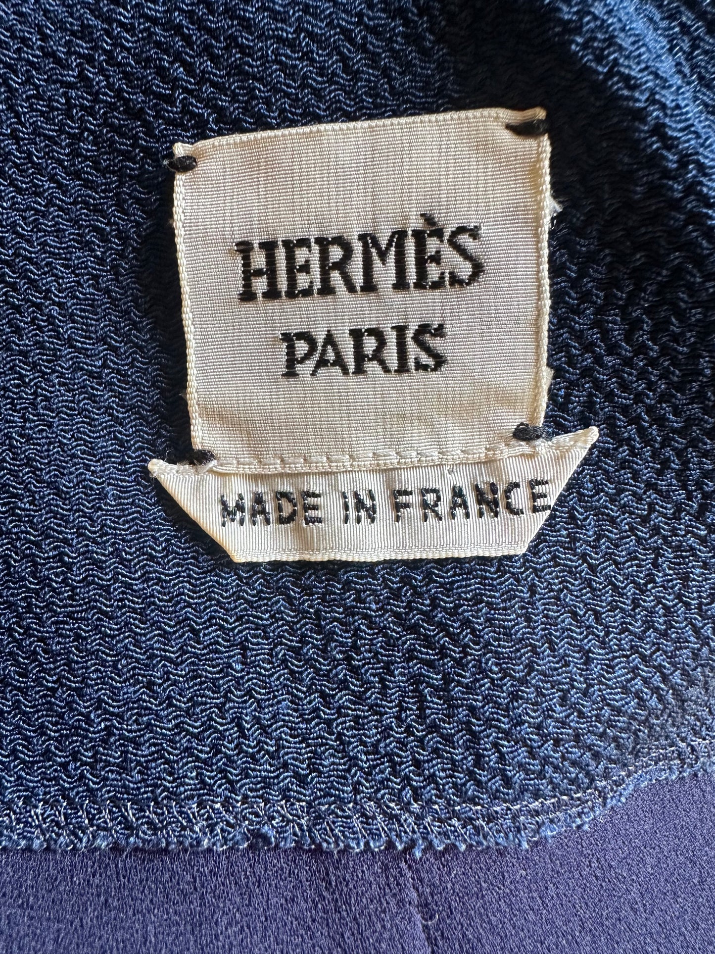 Robe authentique Hermès en soie bleu marine
