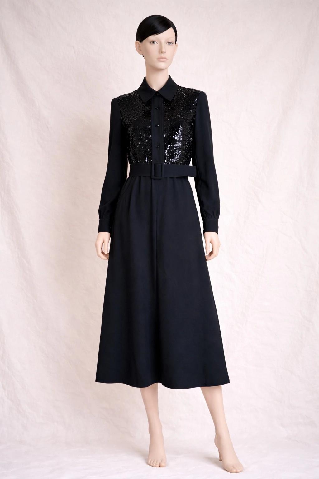 Robe noire à sequins authentique Nina Ricci Mademoiselle Ricci vintage