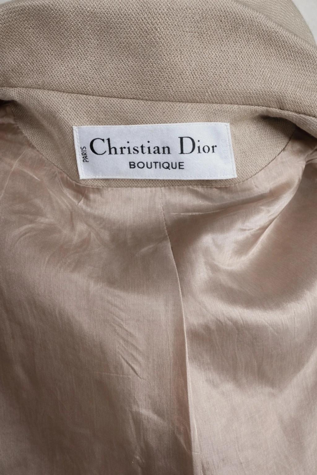 Veste tailleur authentique Christian Dior Boutique en laine et cachemire beige