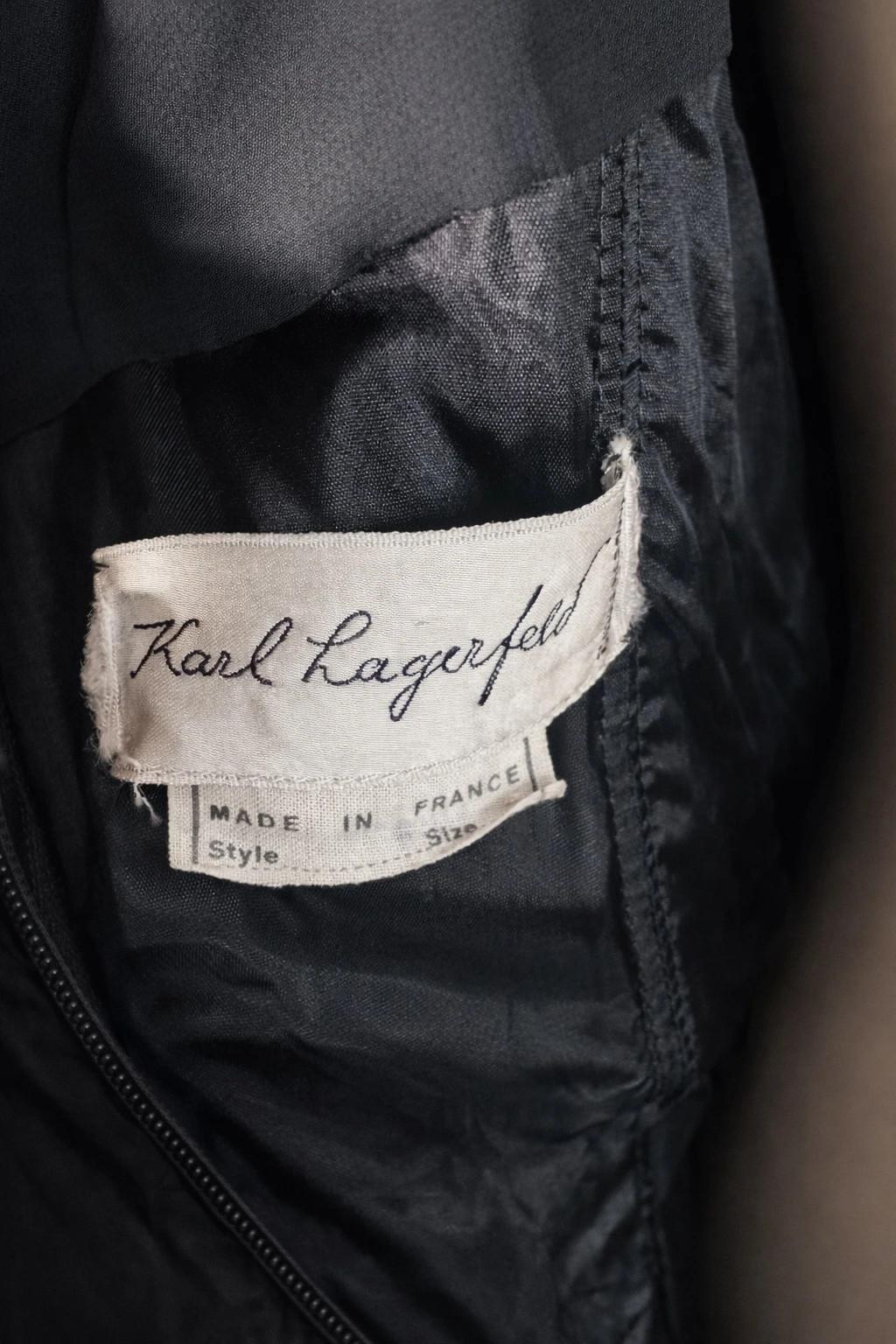 Robe longue authentique Karl Lagerfeld en mousseline noire drapée