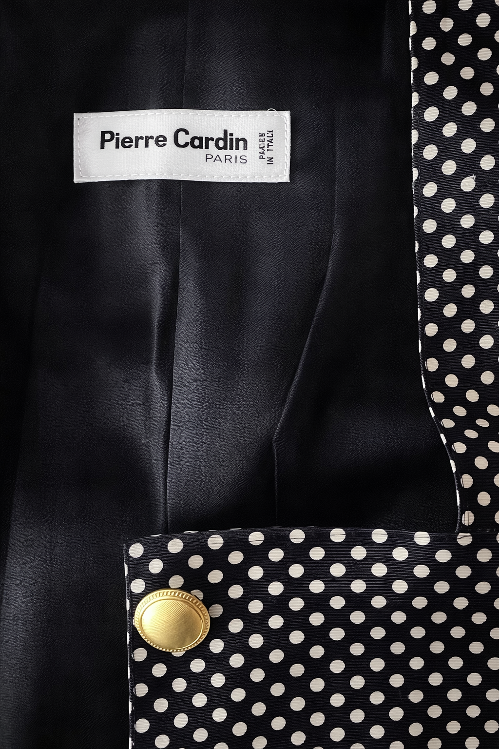 Ensemble tailleur jupe et blazer à petits pois Pierre Cardin vintage