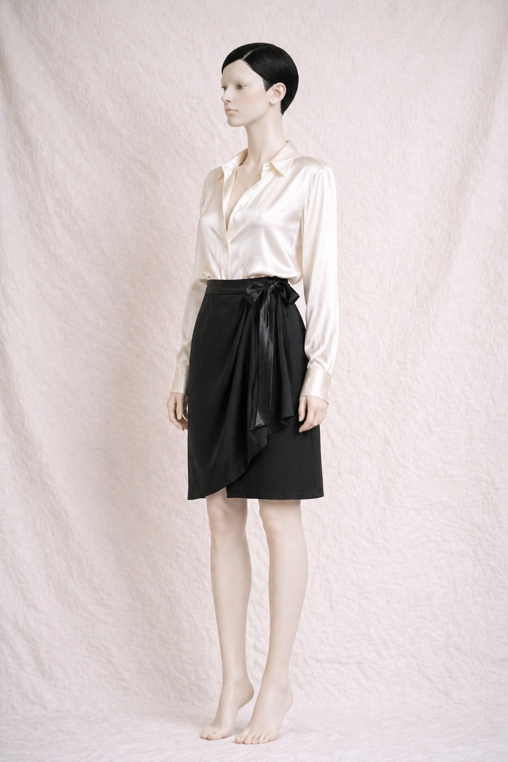 Jupe -  portefeuille en laine noire Yves Saint Laurent vintage authentique