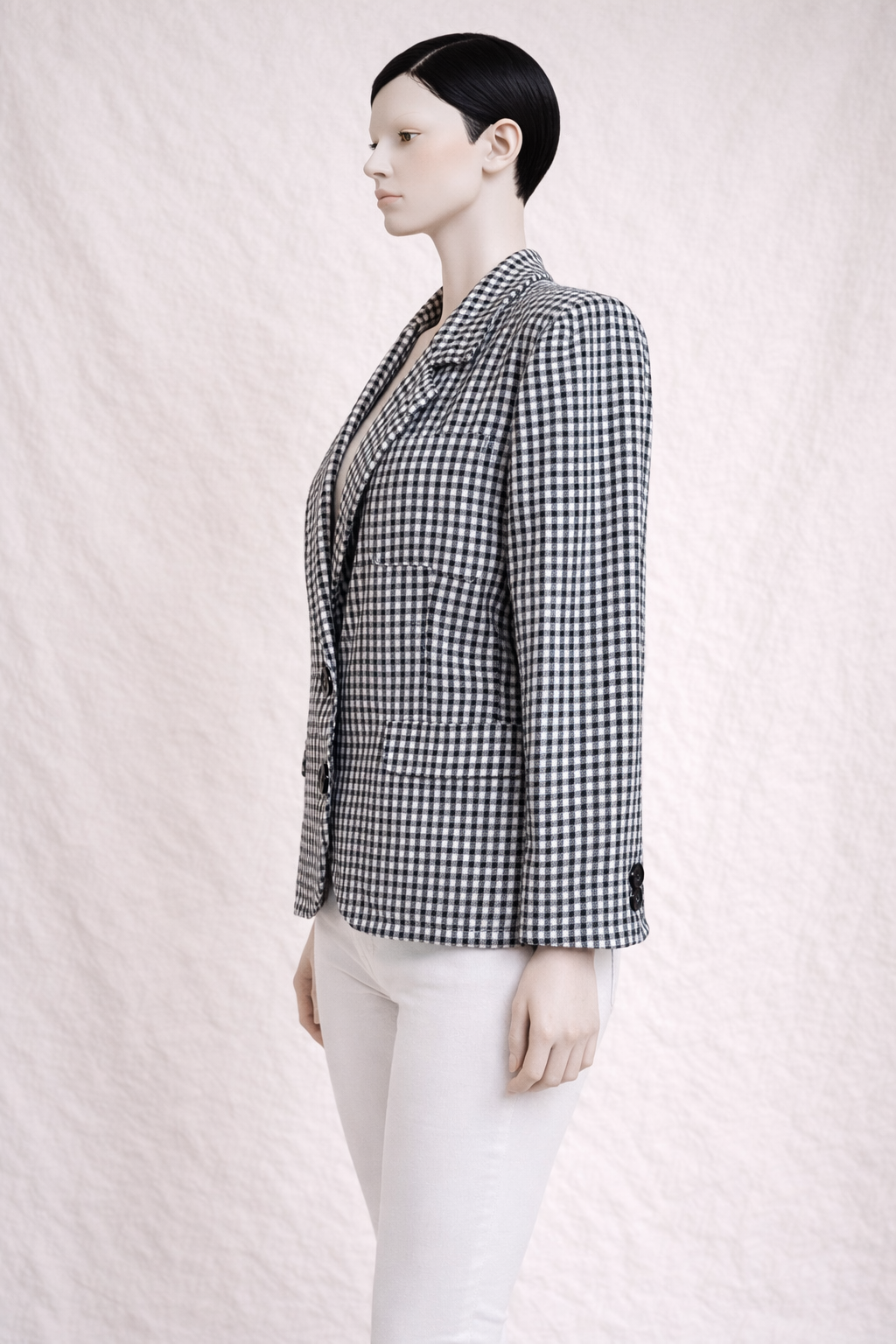 Blazer en laine à carreaux noirs et blancs Yves Saint Laurent vintage