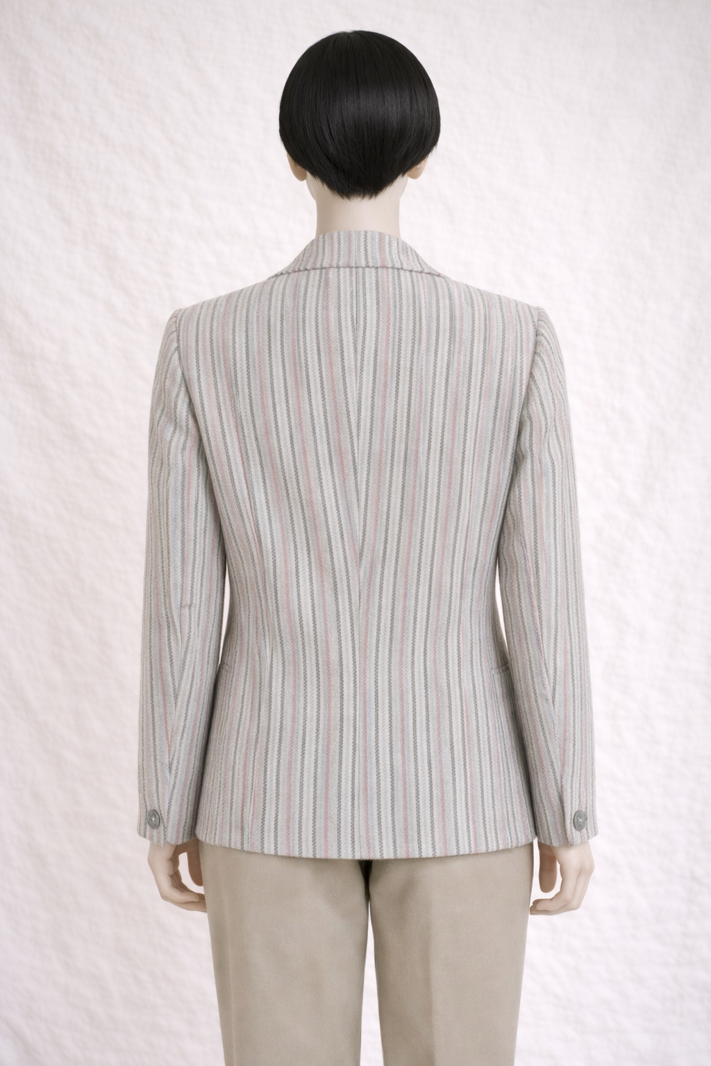 Blazer authentique Céline Paris en laine beige à rayures vintage