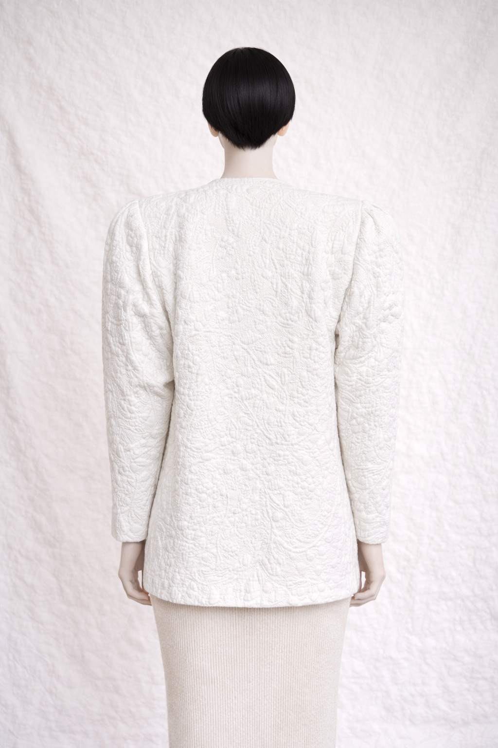 Kimono - veste en coton blanc texturé Emmanuelle Khanh vintage circa 80