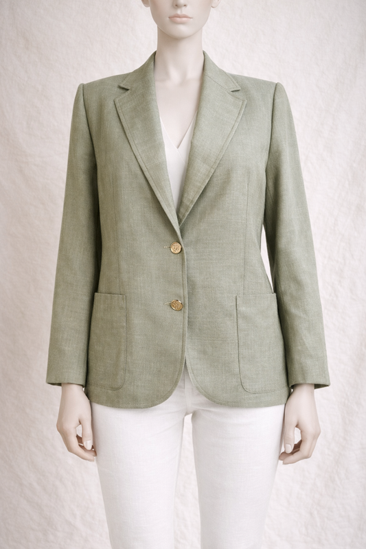 Blazer en lin olive Burberry vintage authentique