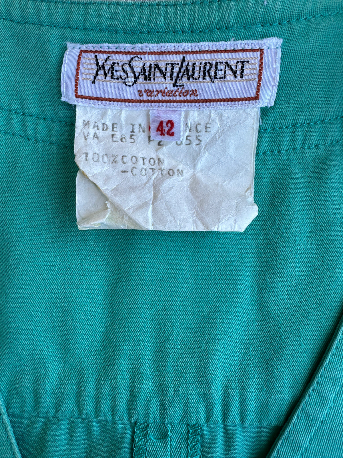 Robe en coton turquoise Yves Saint Laurent vintage authentique