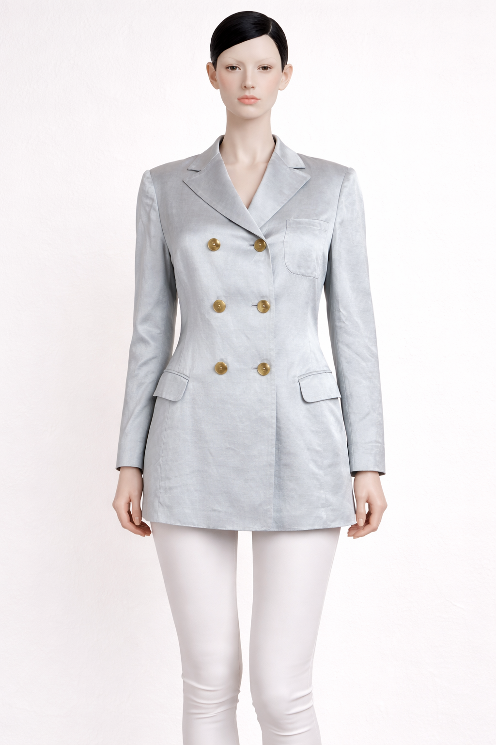 Blazer argenté en soie Jil Sander