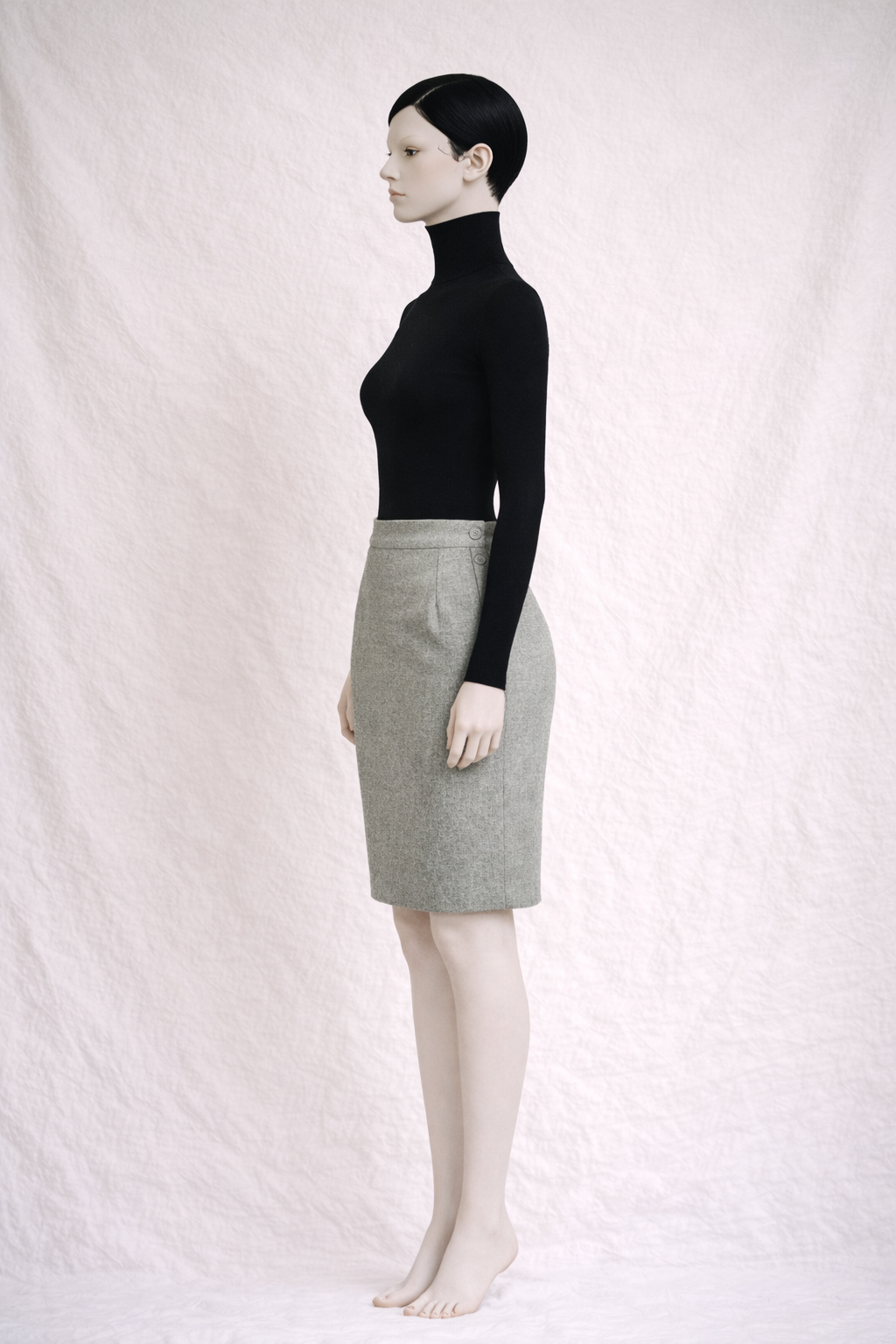 Jupe authentique Yves Saint Laurent Variation en laine et cachemire olive