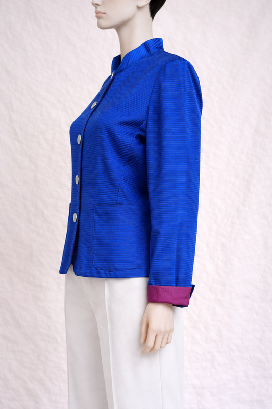 Blazer bleu et fuchsia Yves Saint Laurent vintage authentique