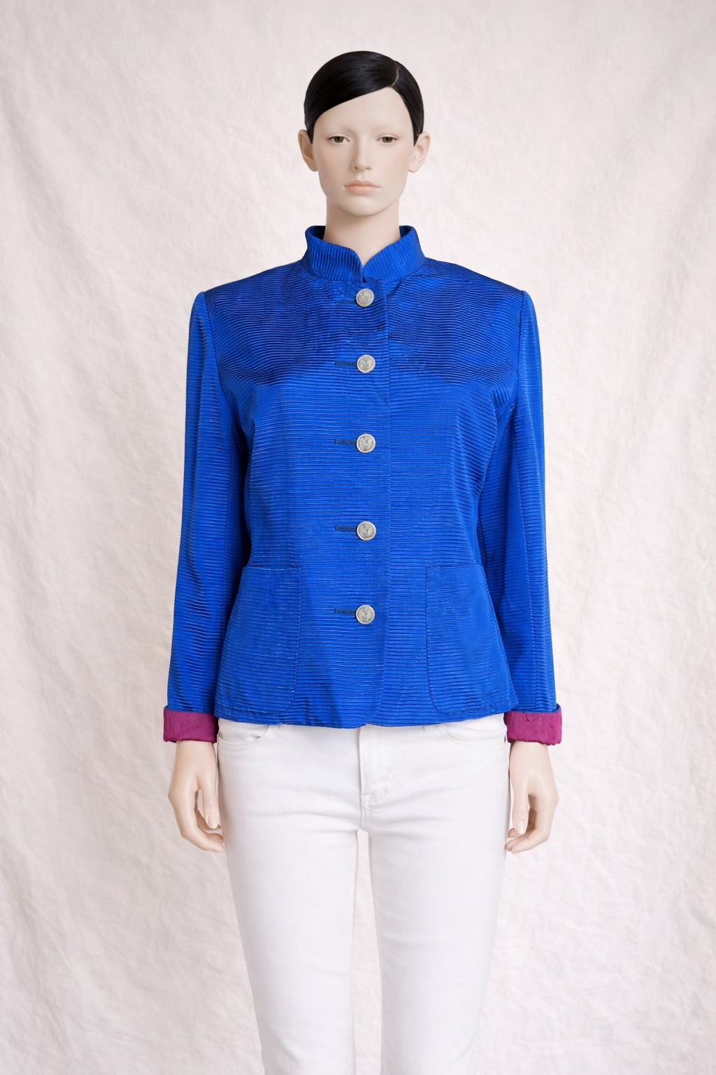 Blazer bleu et fuchsia Yves Saint Laurent vintage authentique