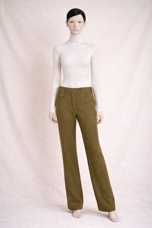 Pantalon Sonia Rykiel Paris en laine vert olive vintage