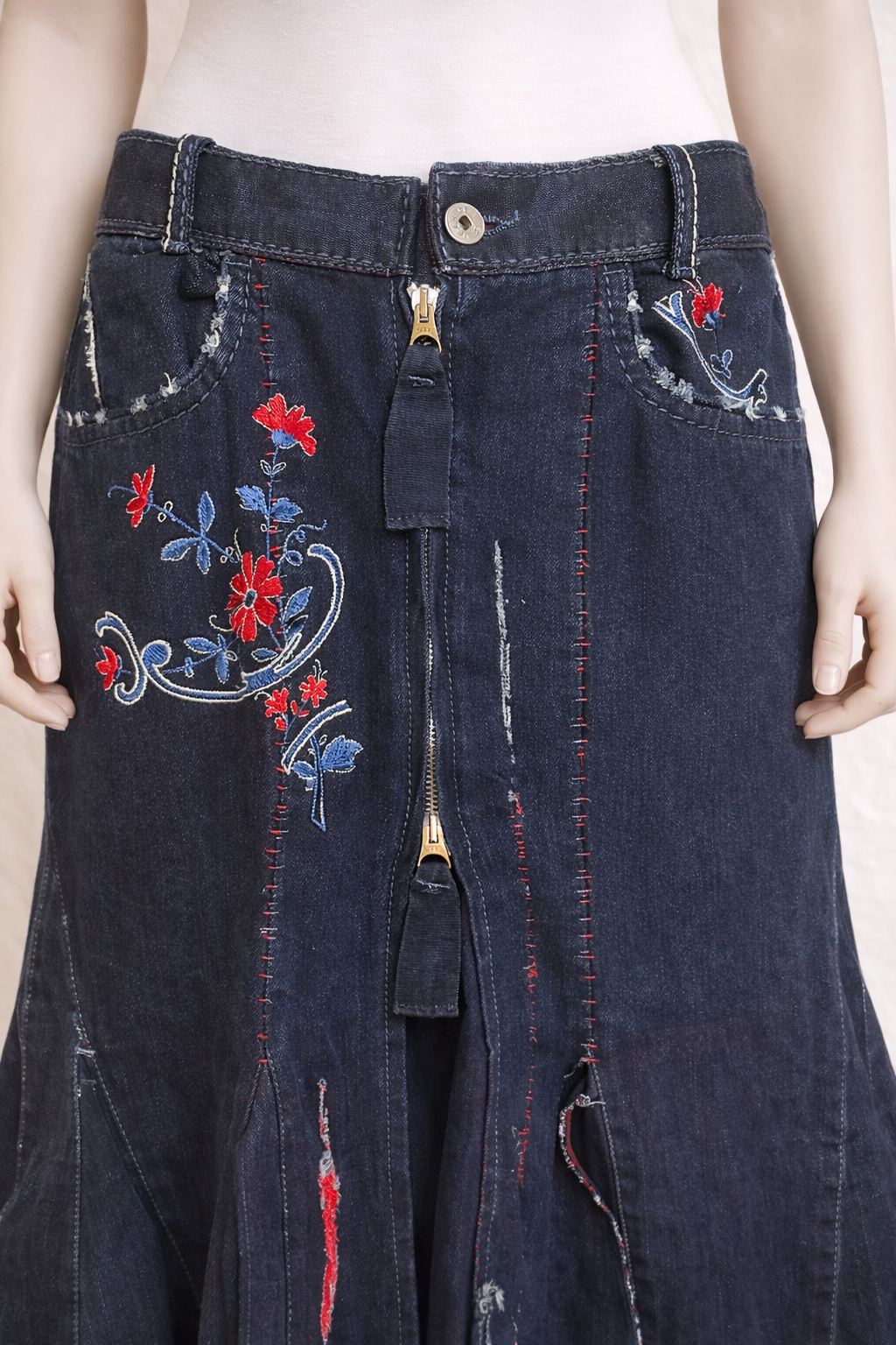 Superbe jupe en denim Marithé + François Girbaud vintage authentique