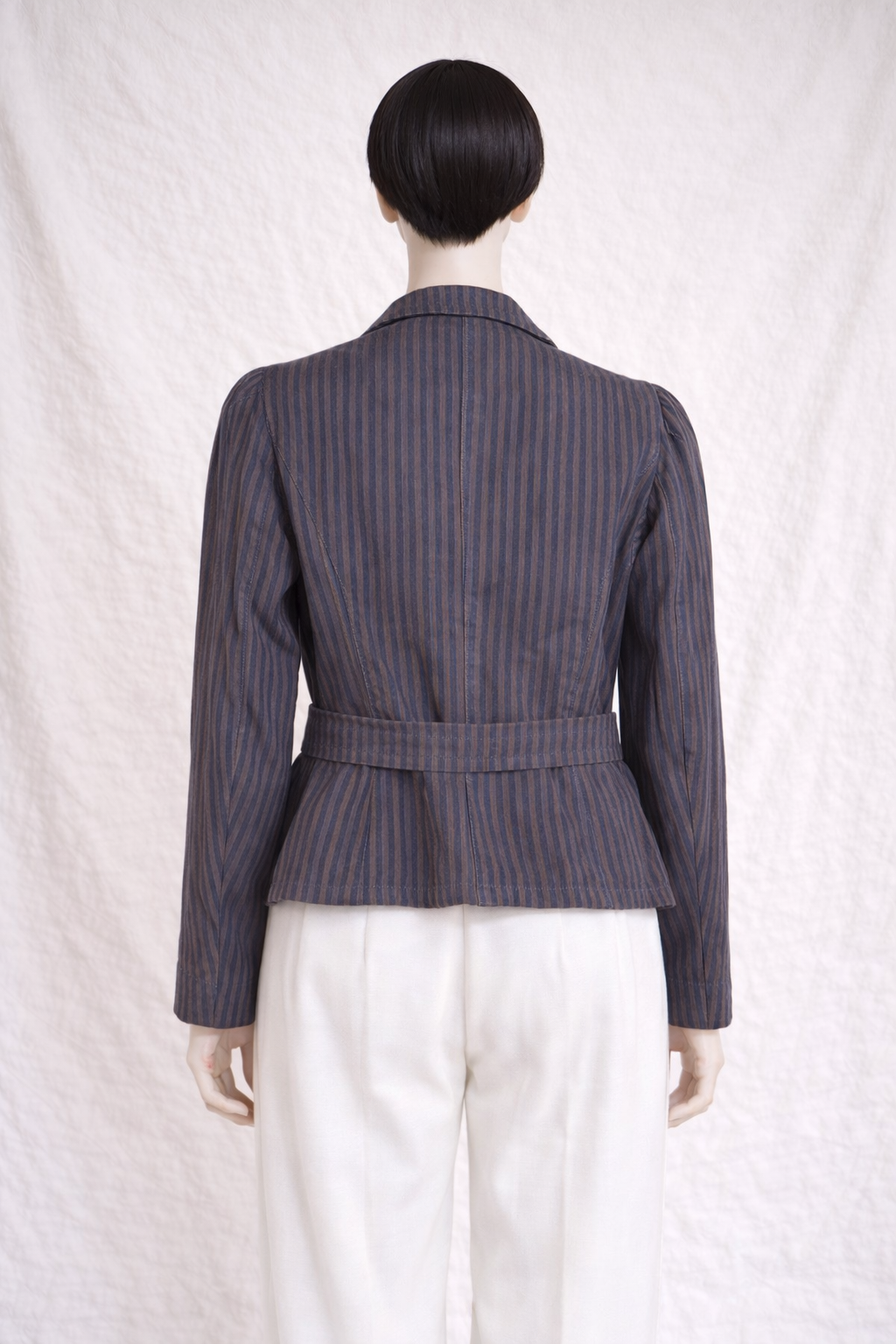 Blazer court rayé en coton et lin Sonia Rykiel vintage